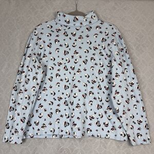 Vtg 90s Turtleneck Womens XL Blue Snowman Grandma Teachercore Cottage Kidcore